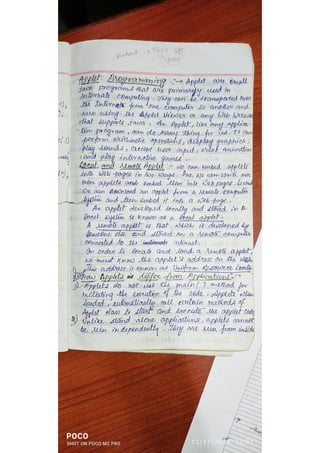 JAVA APPLET CLASS NOTES FOR EXAM PREPARATION | PDF