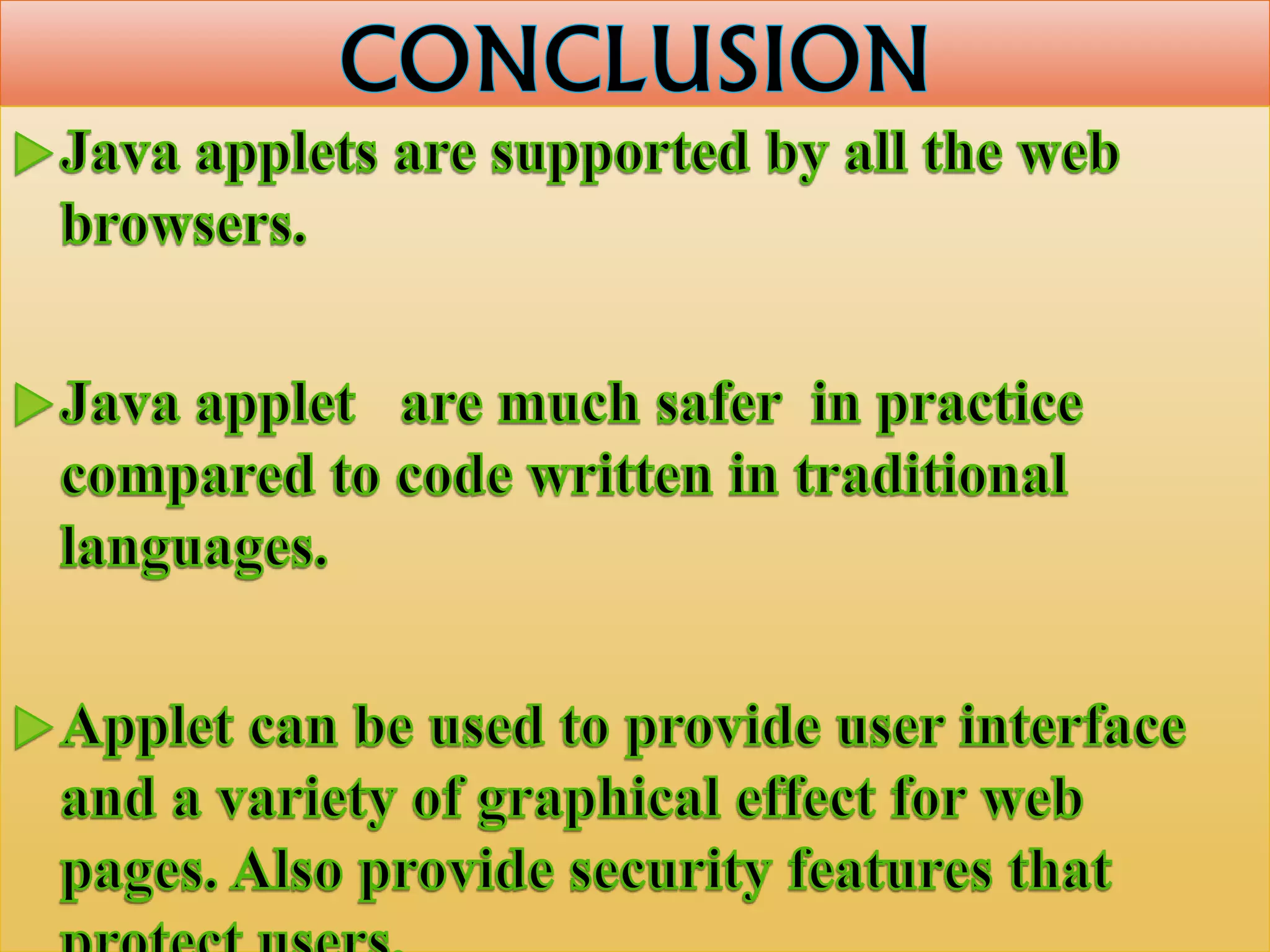 Applet programming in java | PPT