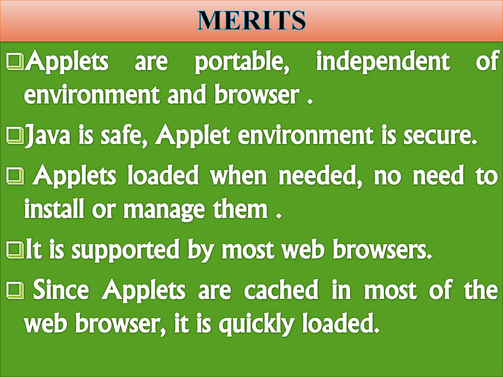 Applet programming in java | PPT image.
