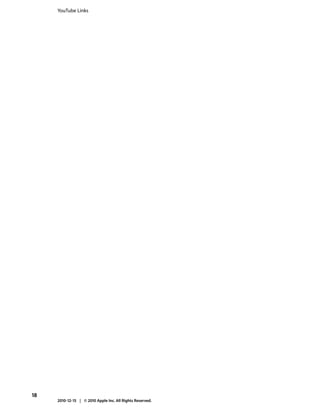 YouTube Links




18
     2010-12-15 | © 2010 Apple Inc. All Rights Reserved.
 