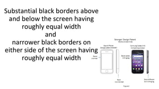 Substantial black borders above
and below the screen having
roughly equal width
and
narrower black borders on
either side of the screen having
roughly equal width
 