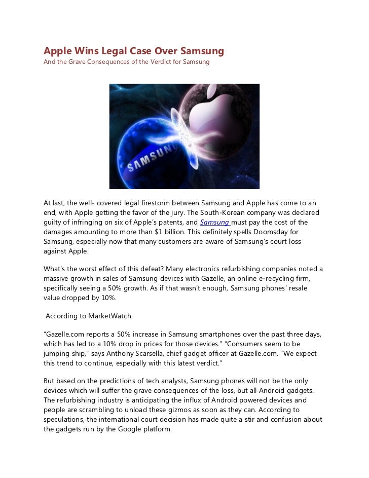 Apple Wins Legal Case Over Samsung