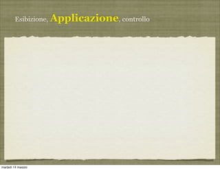 Esibizione, Applicazione, controllo
martedì 14 maggio
 