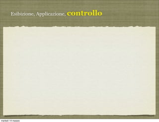 Esibizione, Applicazione, controllo
martedì 14 maggio
 