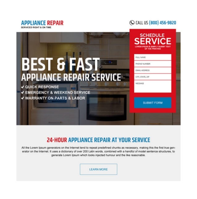 appliance repair landing pages to capture leads and boost business