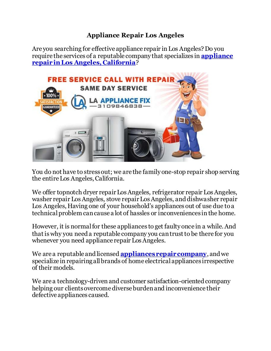 Appliance repair los angeles