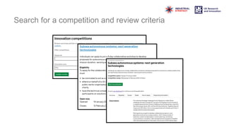 Search for a competition and review criteria
 