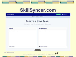 44
SkillSyncer.com
From SkillSyncer.com
© Copyright 2019 – Denis Curtin – www.JobSearchChicago.com – All Rights Reserved
 