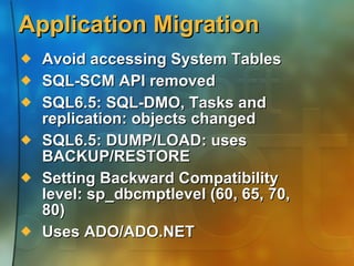 Application development using Microsoft SQL Server 2000 | PPT