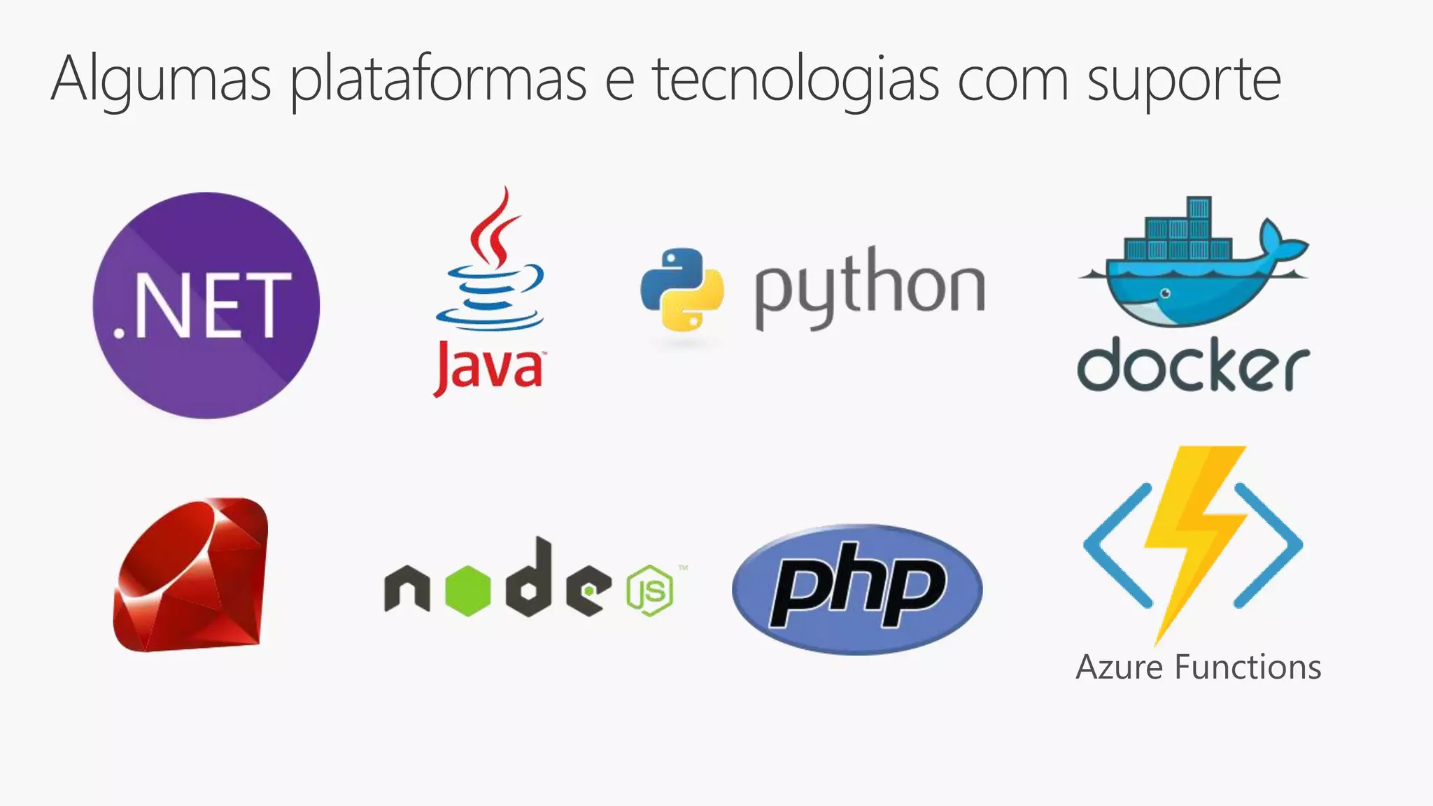 Algumas plataformas e tecnologias com suporte
 