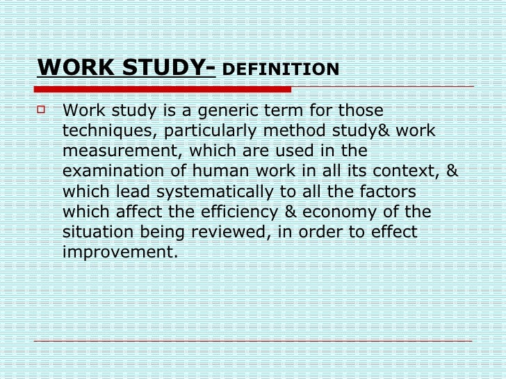 Application Of Workstudy