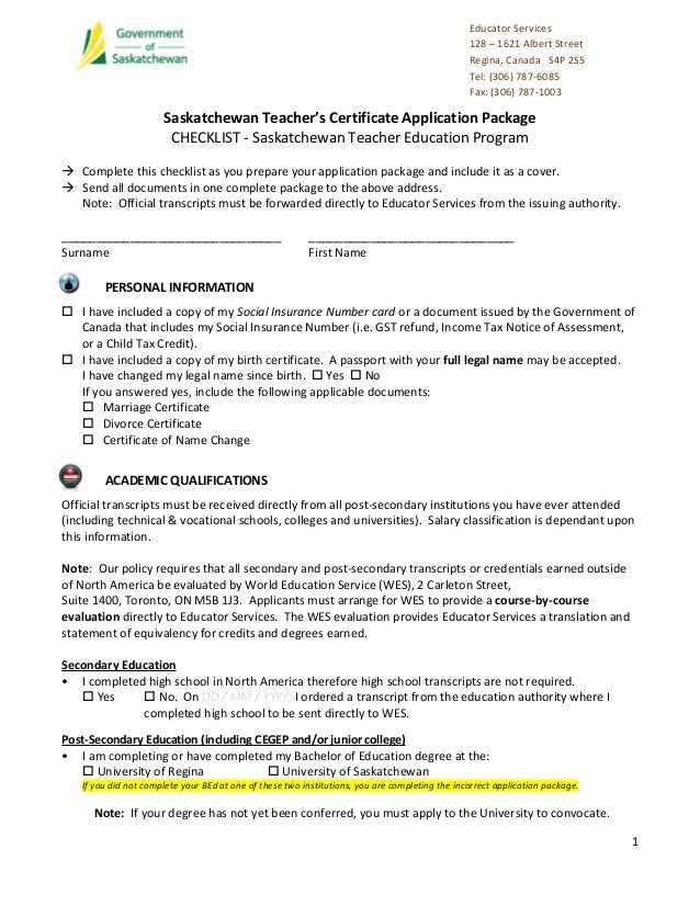 Application Package Sask Tep
