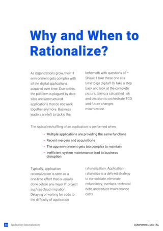 Time Application Rationalization Application rationalization- Invest today to save tomorrow! | PDF