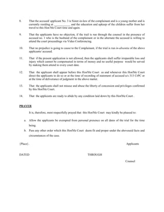 Exemption Application Format | PDF