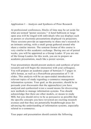 · Application 1 – Analysis and Synthesis of Prior Research.docx