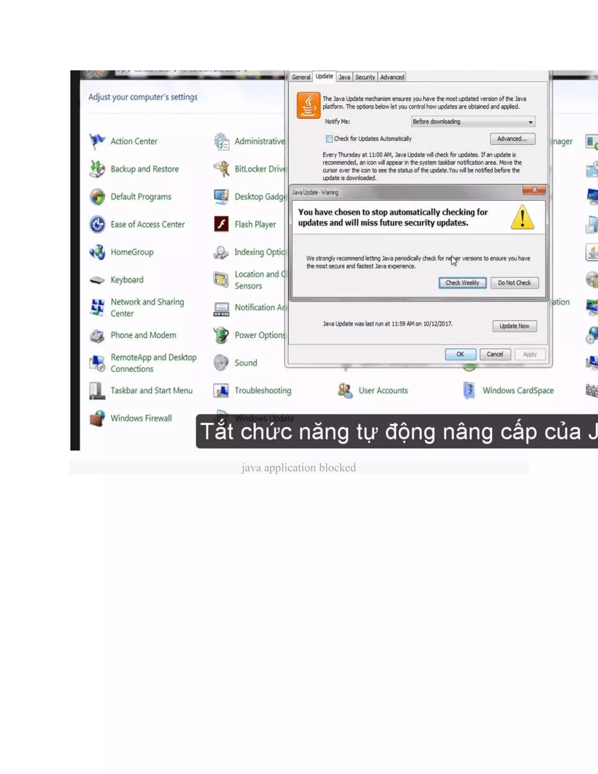 java application blocked
 