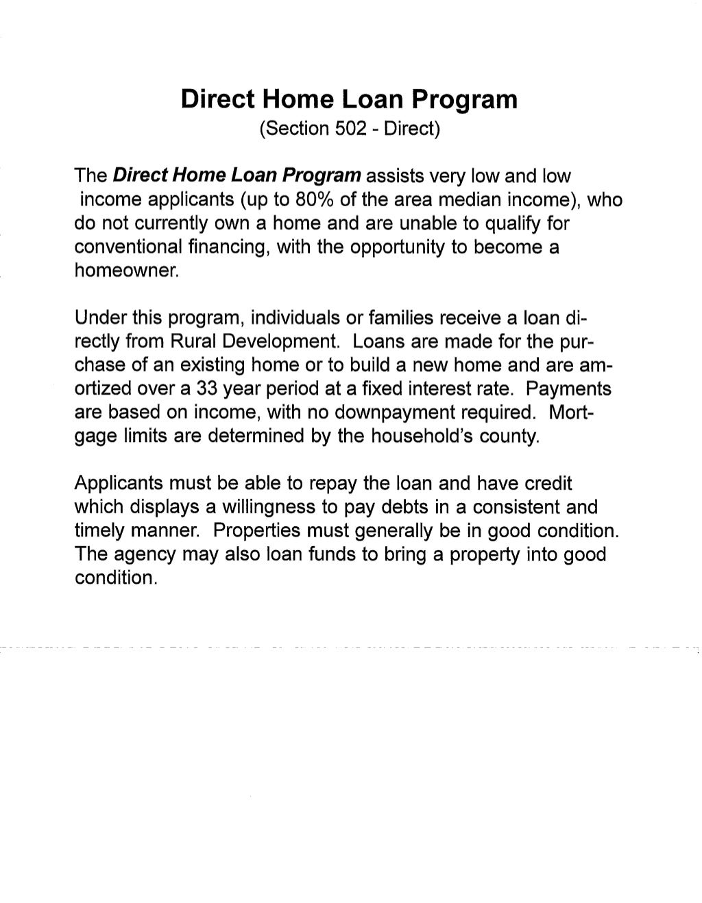 USDA Home Loan Application buyer package