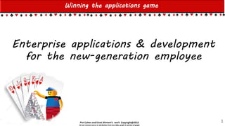 Pini Cohen and Einat Shimoni’s work Copyright@2015
Do not remove source or attribution from any slide, graph or portion of graph
Enterprise applications & development
for the new-generation employee
1
Winning the applications game
 