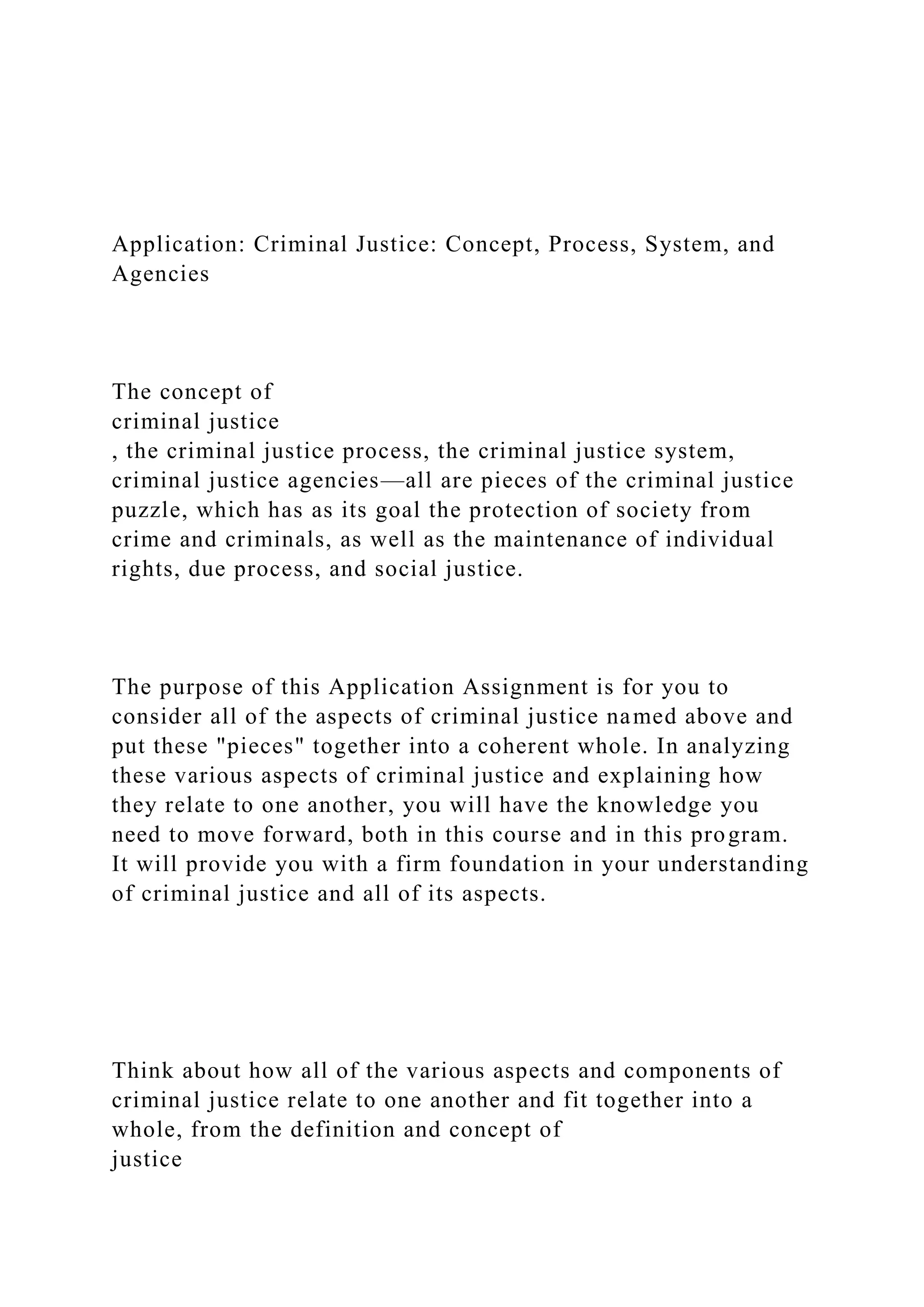 Application Criminal Justice Concept, Process, System, and A.docx