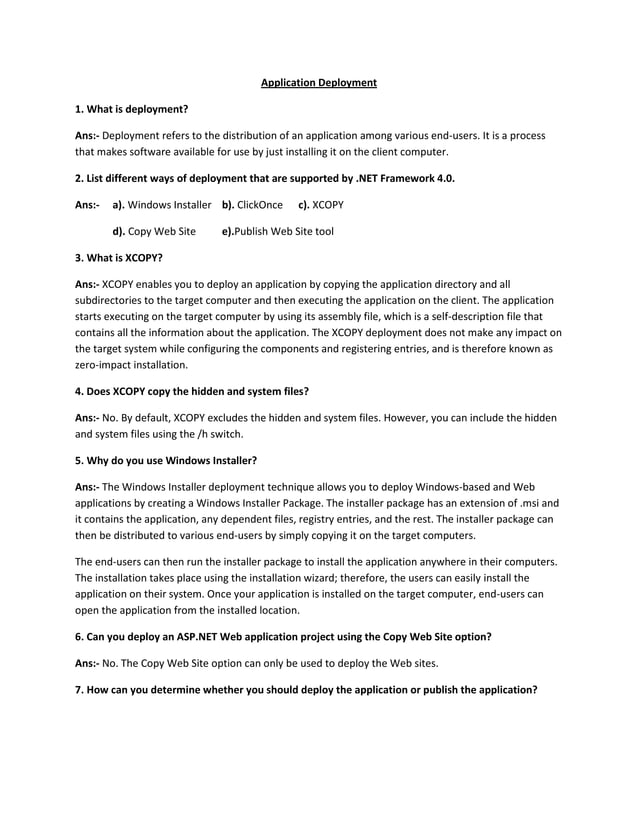 important DotNet Questions For Practicals And Interviews | PDF | Free ...