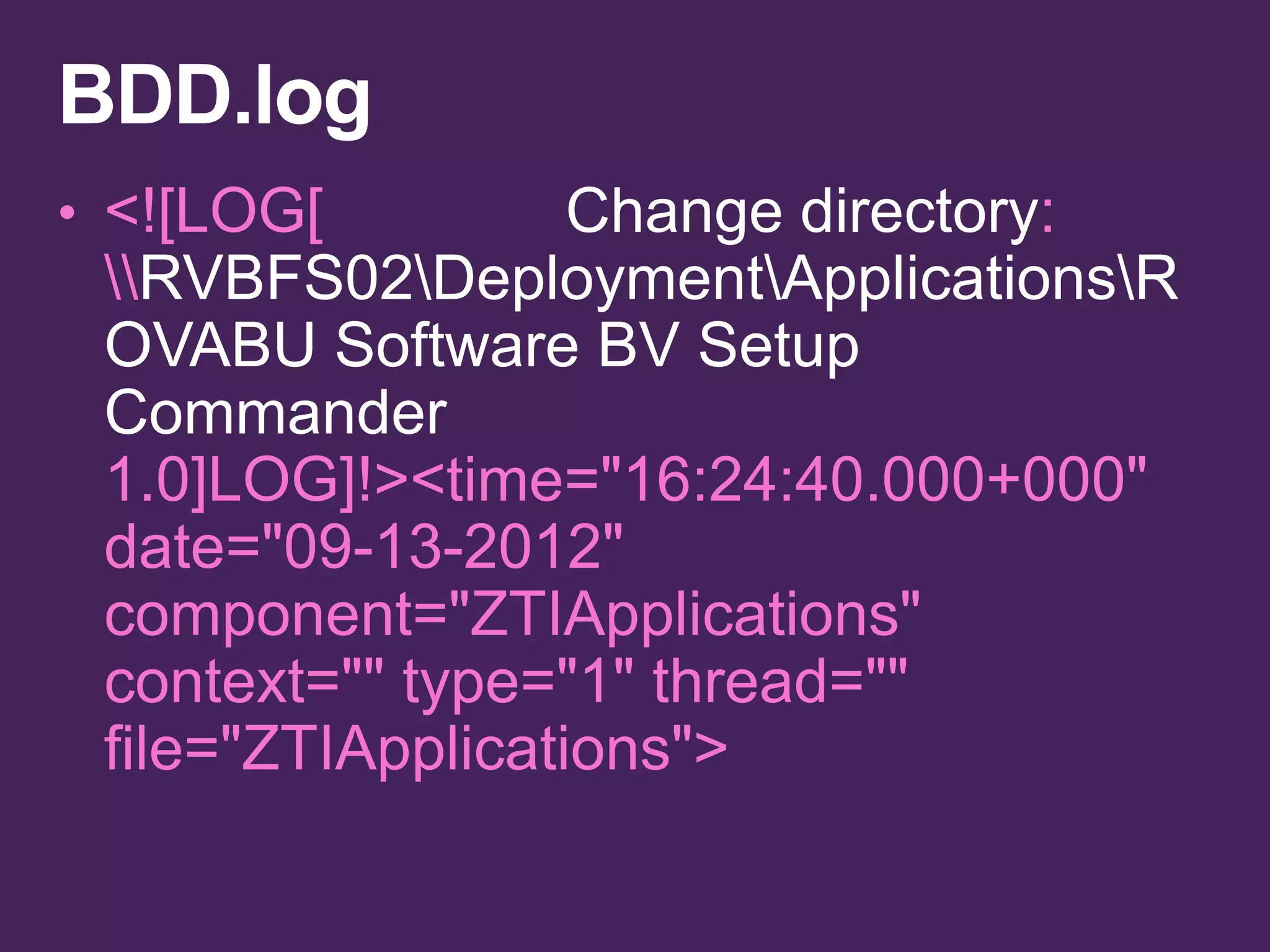Change directory
 RVBFS02DeploymentApplicationsR
OVABU Software BV Setup
Commander
 