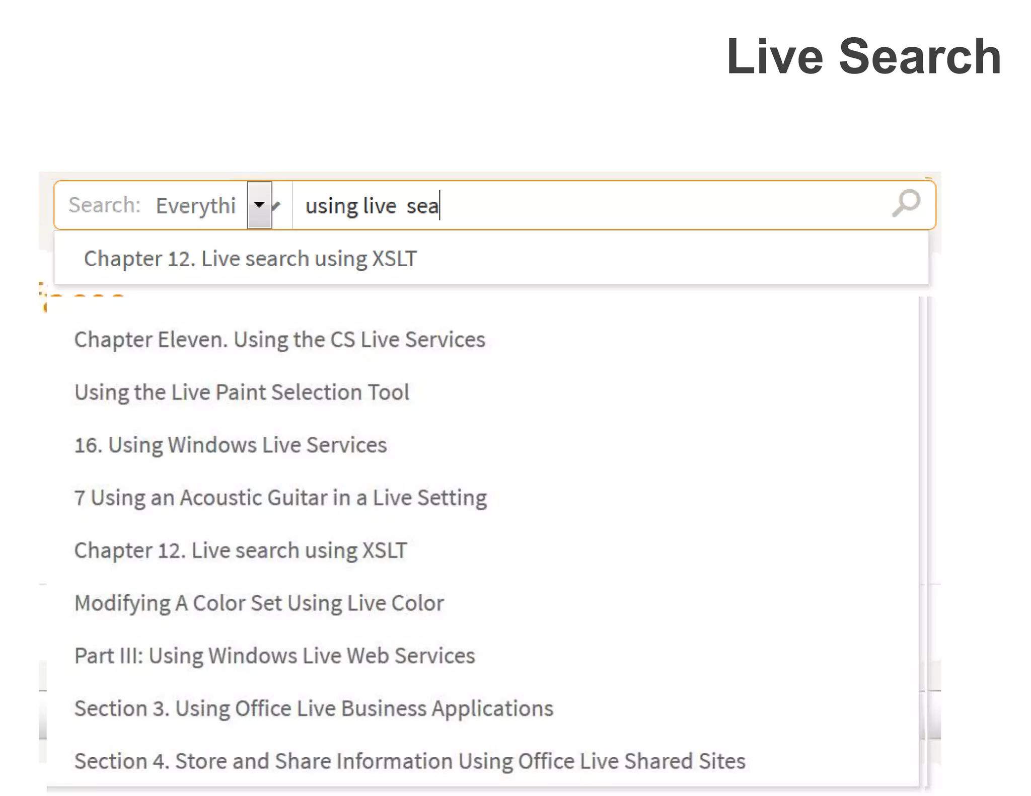 Live Search
 