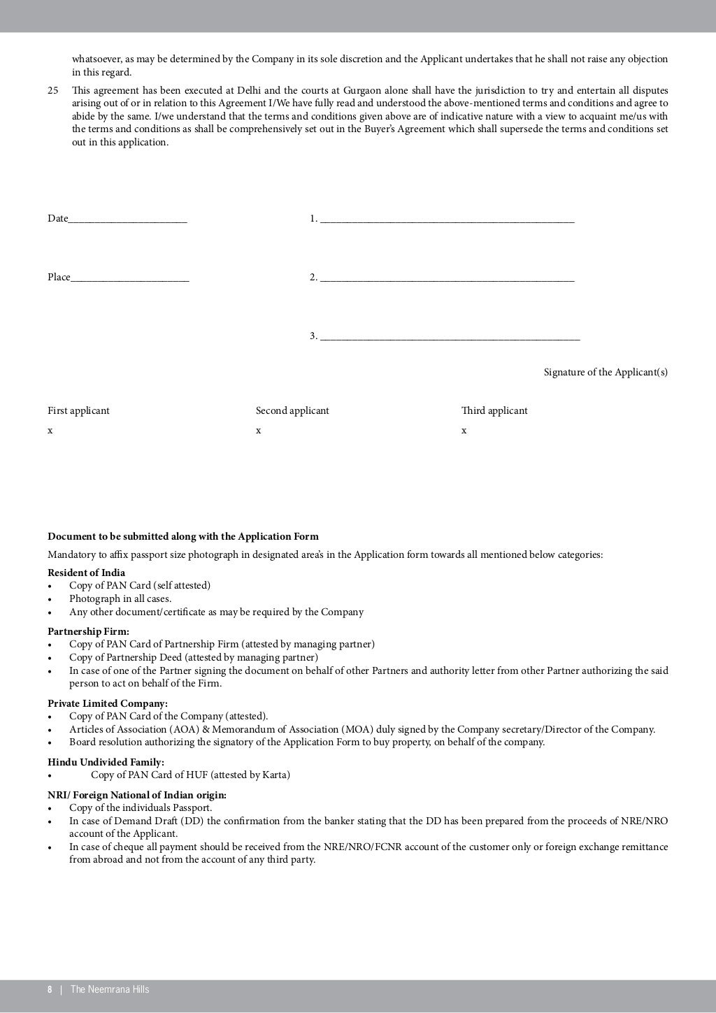 Application form