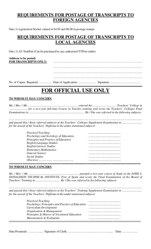 application form teachers certified statements and transcripts
