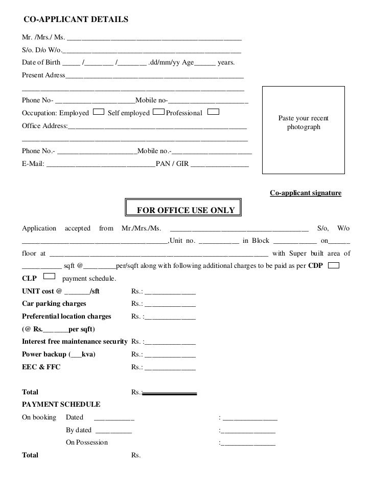 Application form unitech gardens galleriagreat india place phase ii