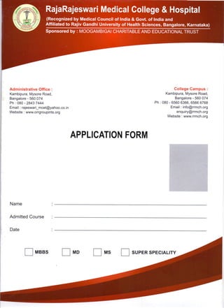 MBBS/MS/MD - Admissions application form download