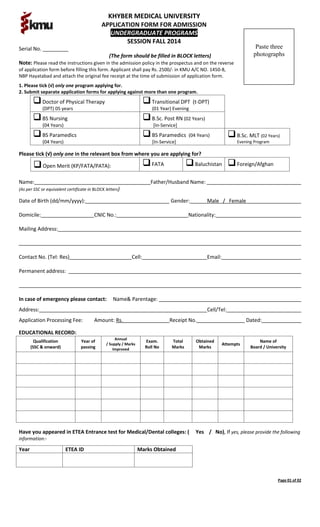 Application form undergraduate programs 1 | PDF