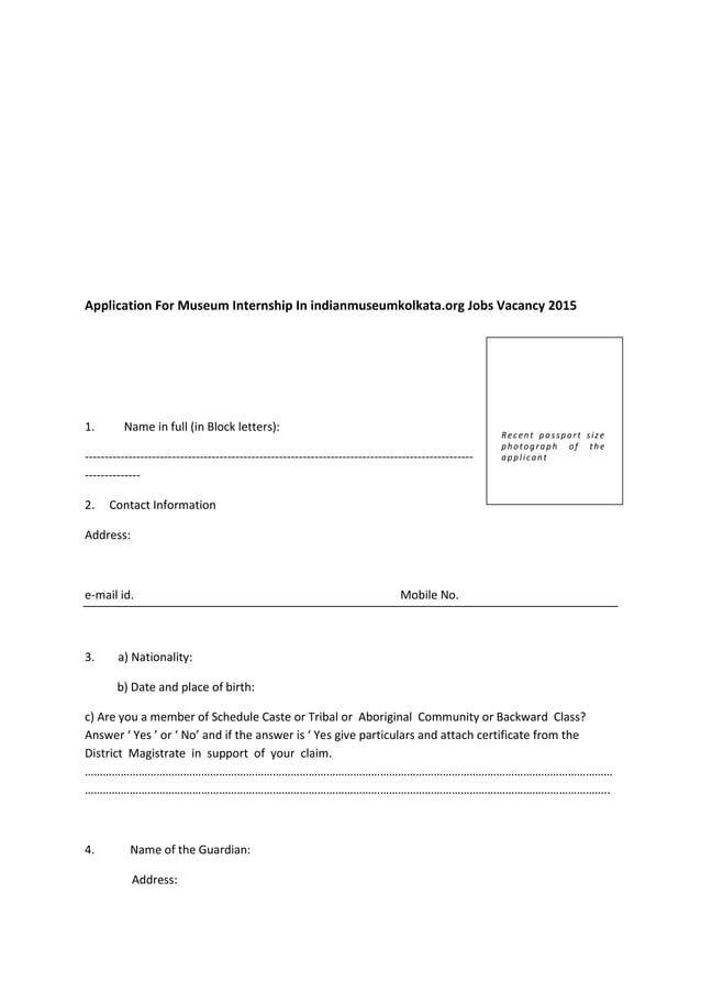 Application For Museum Internship In Jobs