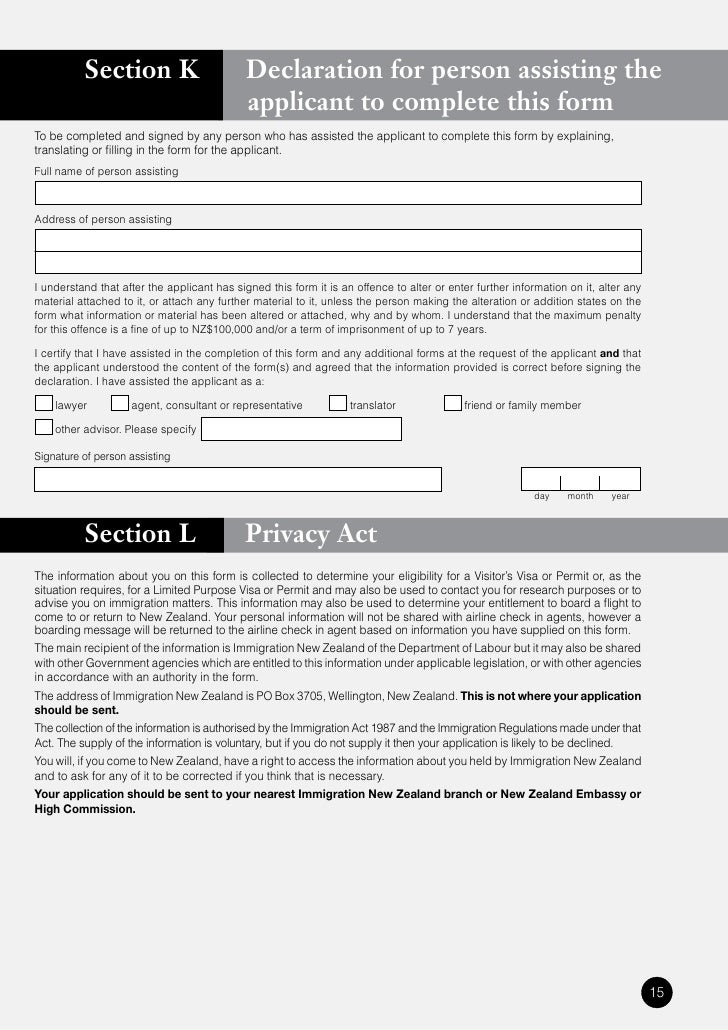 Application For Visiting New Zealand