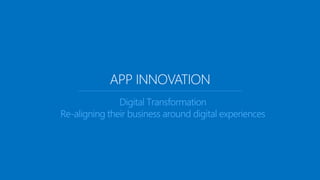 Digital Transformation
Re-aligning their business around digital experiences
APP INNOVATION
 