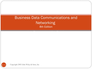 Business Data Communications and Networking   8th Edition   Jerry Fitzgerald and Alan Dennis John Wiley & Sons, Inc  Copyright 2005 John Wiley & Sons, Inc 2 -  