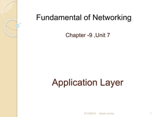 Application Layer
Chapter -9 ,Unit 7
shanti verma 1
Fundamental of Networking
8/13/2014
 