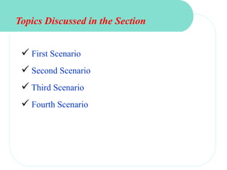  First Scenario
 Second Scenario
 Third Scenario
 Fourth Scenario
Topics Discussed in the Section
 