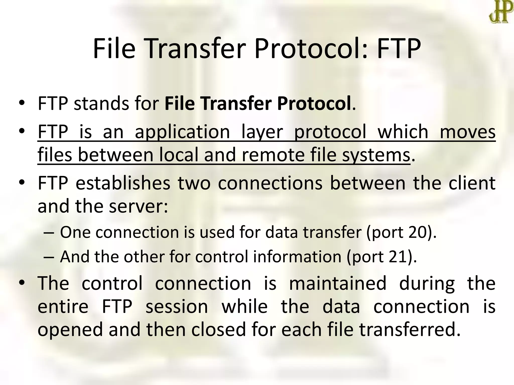 Remote Login and File Transfer Protocols | PPTX | Email | Internet