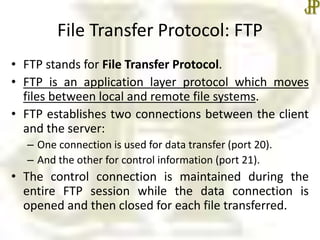 Remote Login and File Transfer Protocols | PPTX | Email | Internet