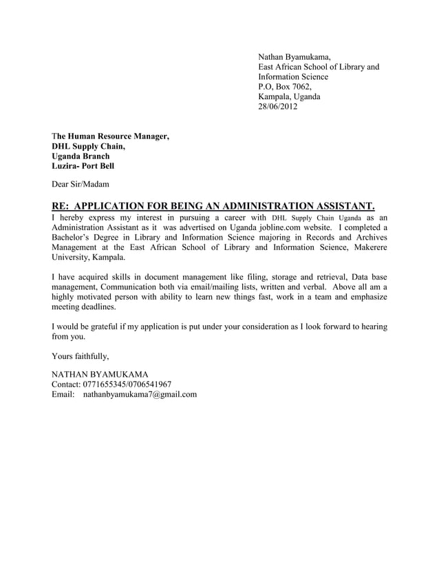 sample application letter for administrative aide 1