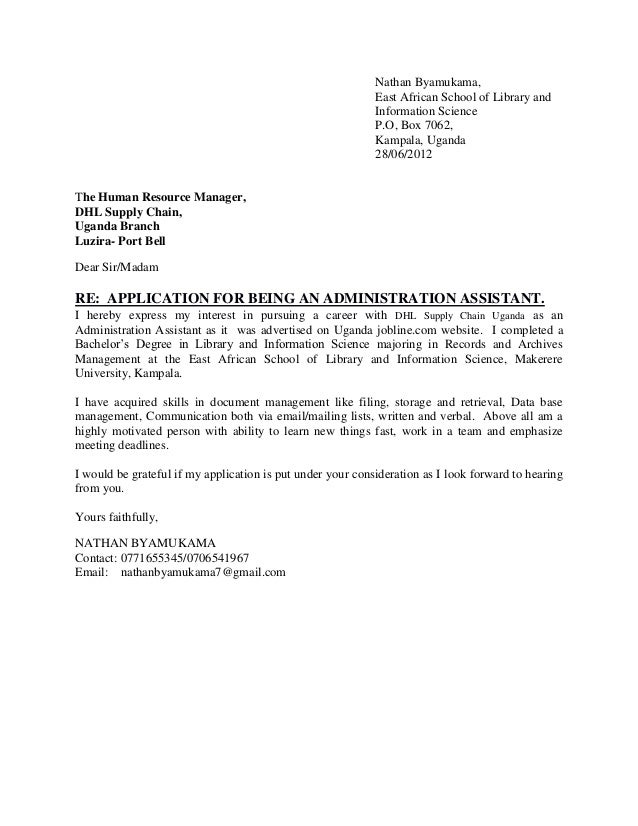 Application Letter Administration Assistant 1