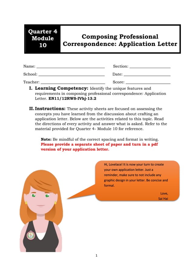 Application letter activity sheet pdf resume writing and advice job