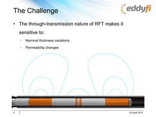 The Challenge
• The through-transmission nature of RFT makes it
sensitive to:
• Nominal thickness variations
• Permeability changes
4 © Eddyfi 2014
 