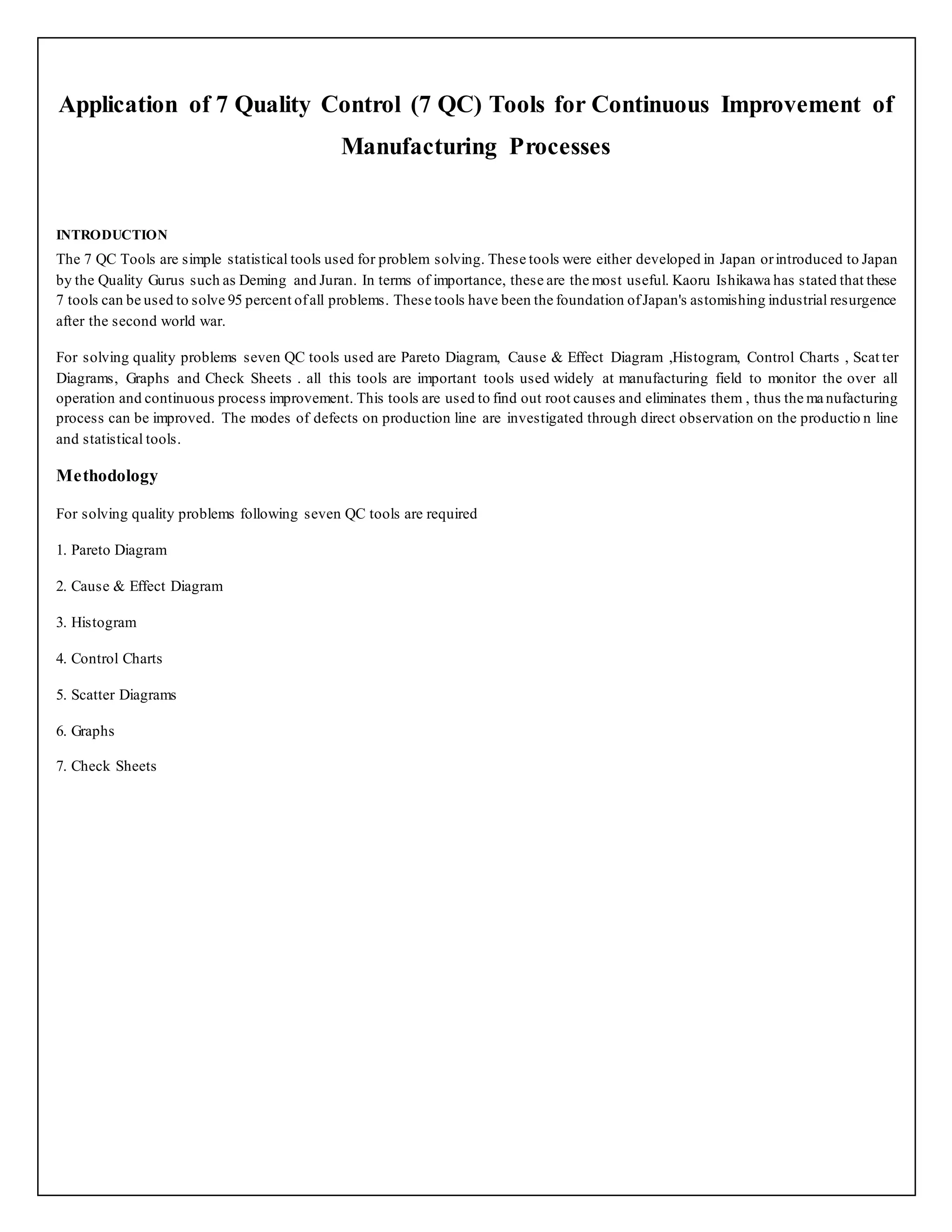 7 QC quality control (7 QC) tools for continuous improvement of ...