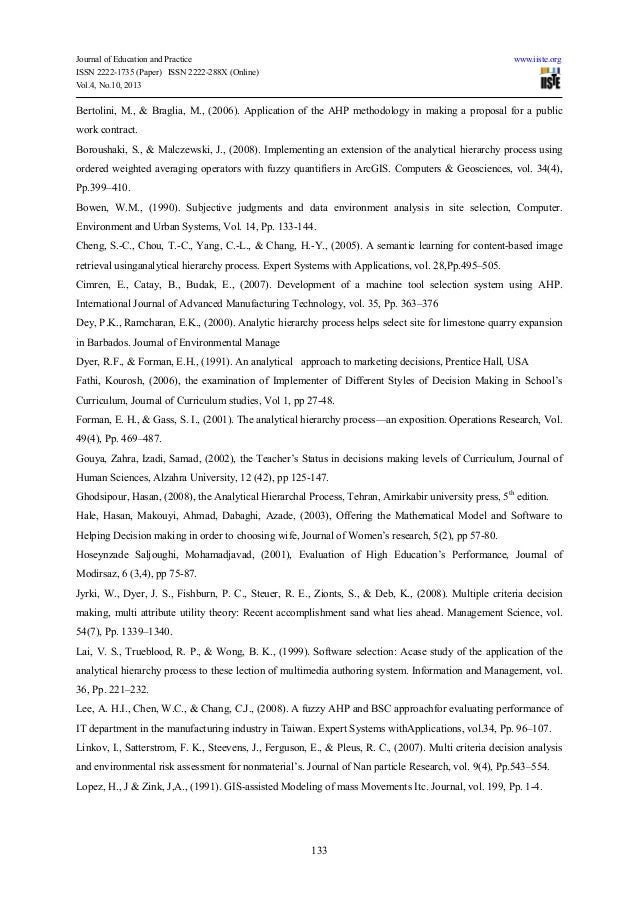 Analytical hierarchy process research papers