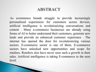 Application of Artificial Intelligence in E-commerce | PPTX