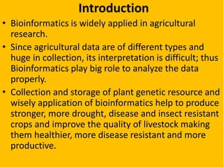 Application of bioinformatics in agriculture sector | PPT