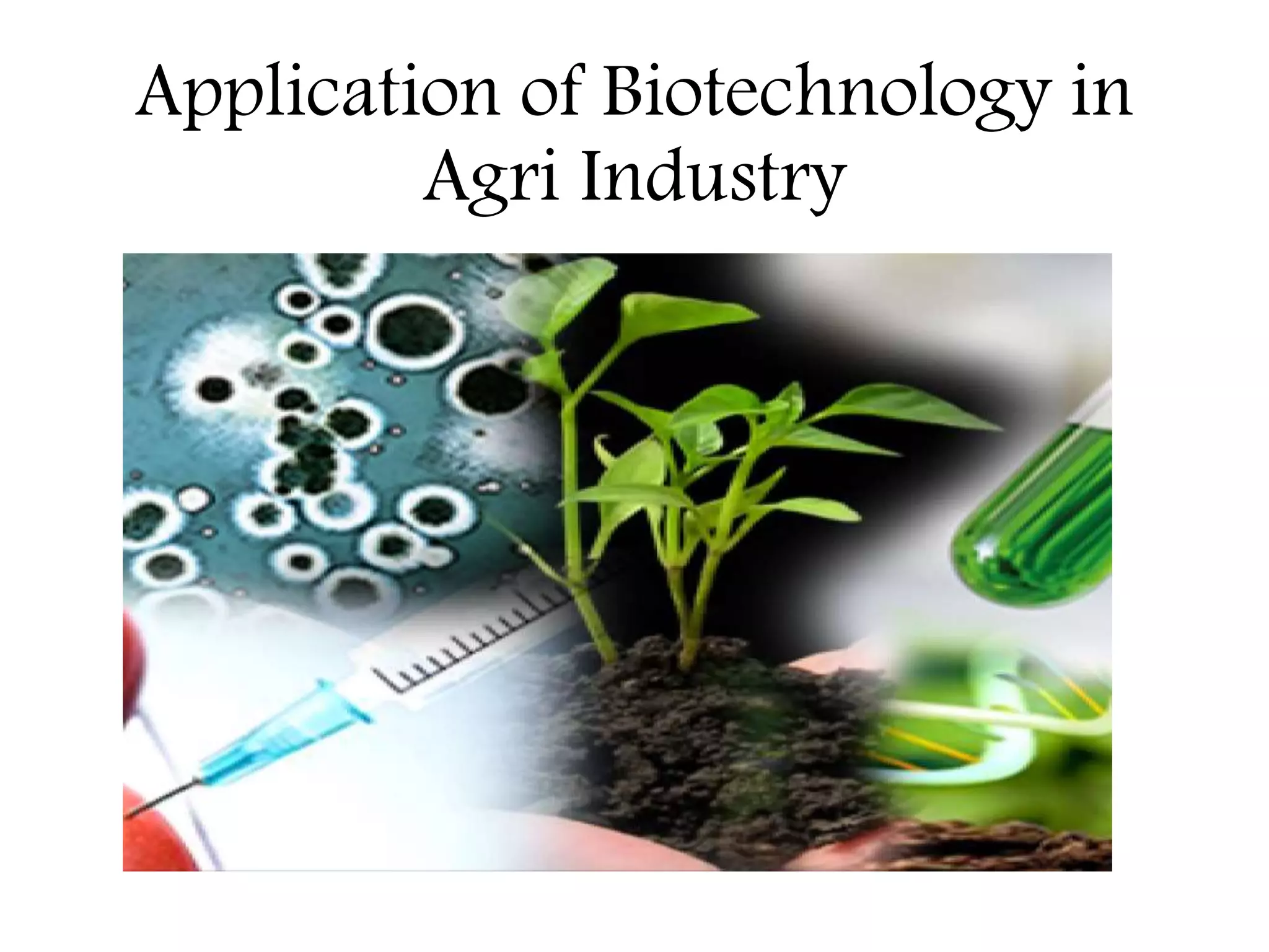 Application of Biotechnology in
Agri Industry
 