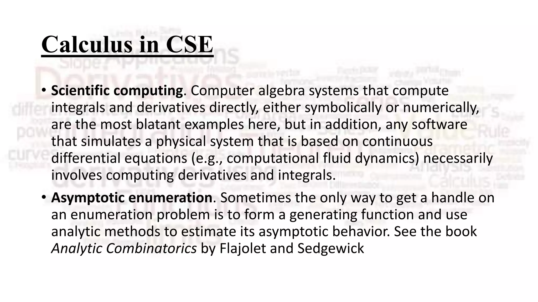 Application of calculus in cse | PPTX | Physics | Science