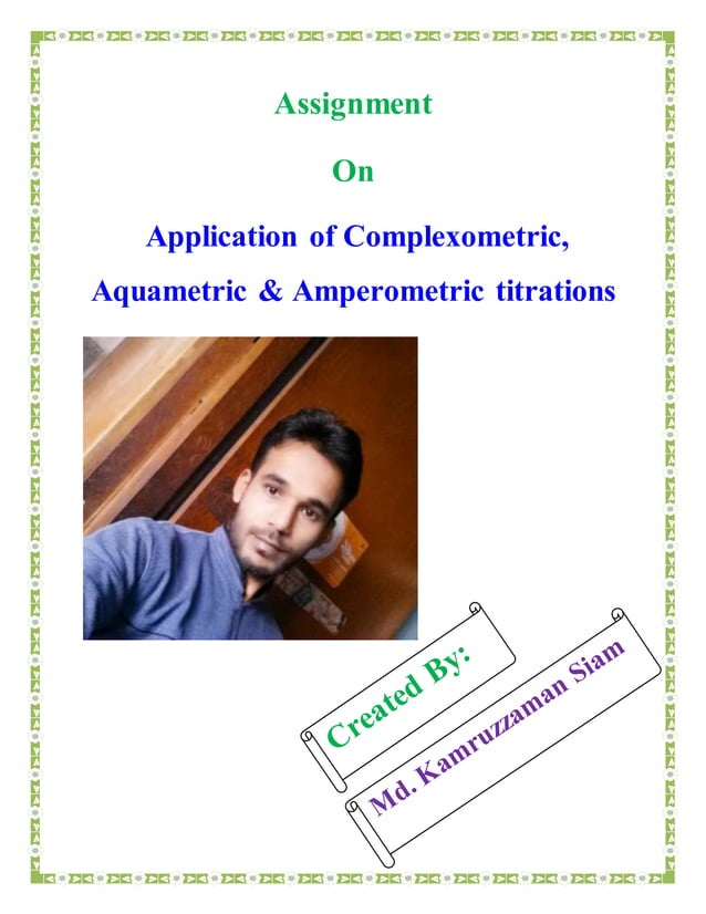 Application of complexometric, aquametric & amperometric titrations PDF